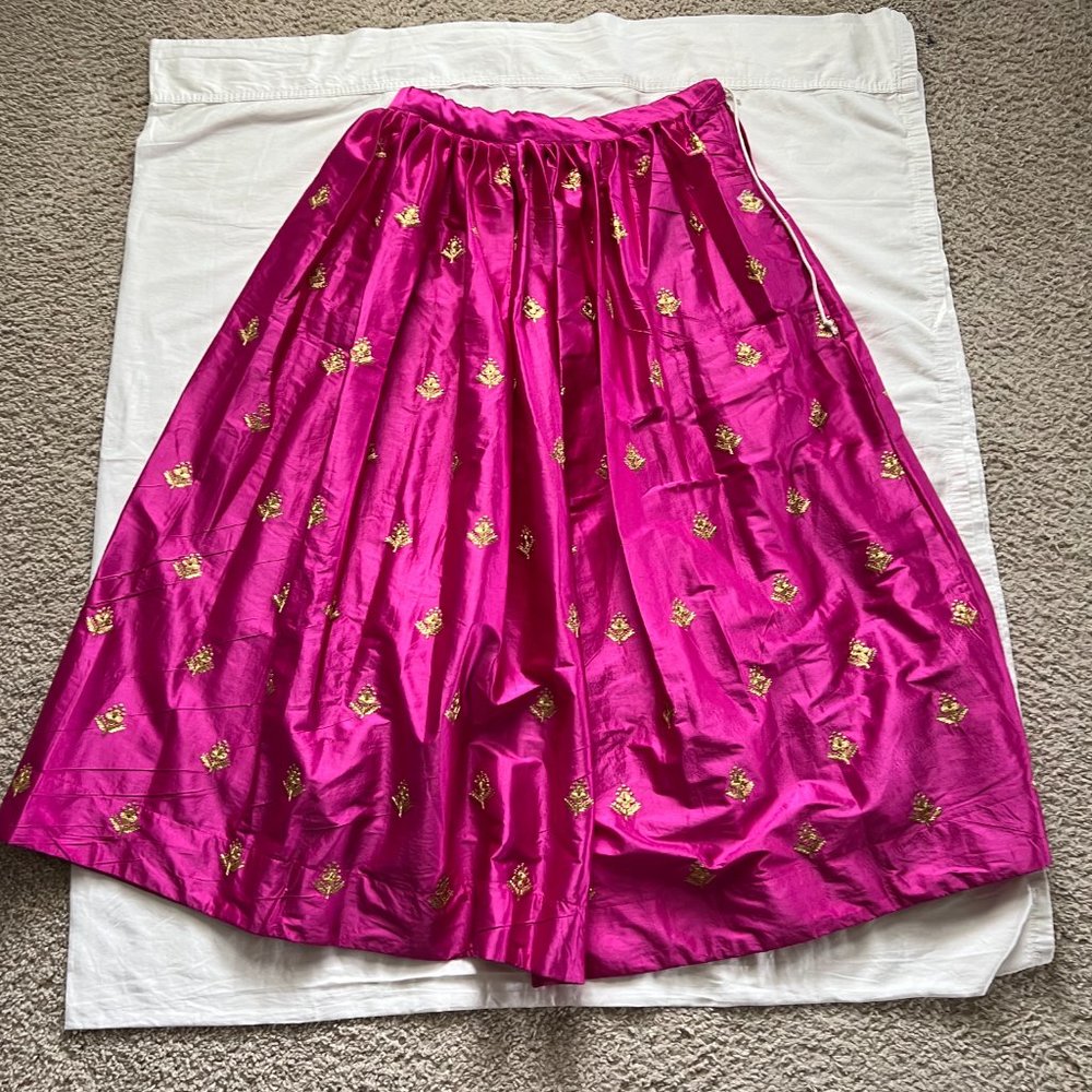 Pink silk skirt lehenga choli
